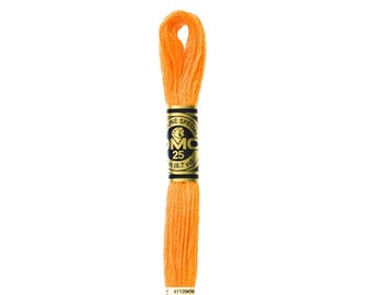 DMC 741 - Medium Tangerine, 6 Strand Embroidery Floss 100% Cotton 8.7 Yards Per Skein