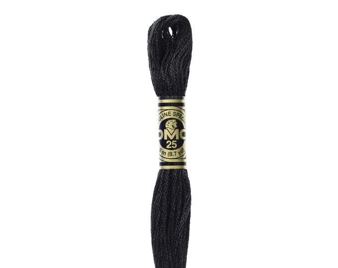 DMC 310 - Black, 6 Strand Embroidery Floss 100% Cotton 8.7 Yards Per Skein