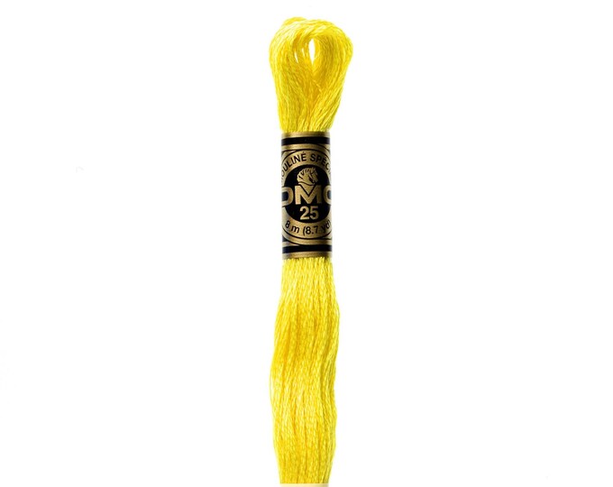 DMC 307 - Lemon, 6 Strand Embroidery Floss 100% Cotton 8.7 Yards Per Skein