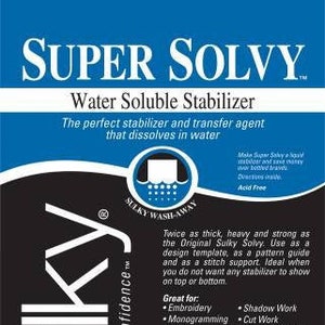 Sulky Sticky Fabri Solvy Water Soluble Stabiliser. 1 Sheet of