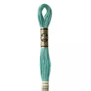 May include: A single spool of DMC 25 embroidery floss in a teal color. The label shows the DMC logo, thread details, and the number 3849. The floss is approximately 8.7 yards in length.