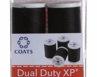 Coats & Clark Dual Duty XP All Purpose Polyester Thread Set - 4pc Black, 250yds each, 910040900
