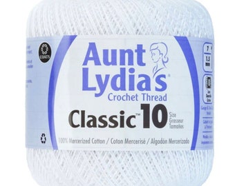 White - Aunt Lydia's Crochet Thread Classic 10, 400 yds, Art 154-001