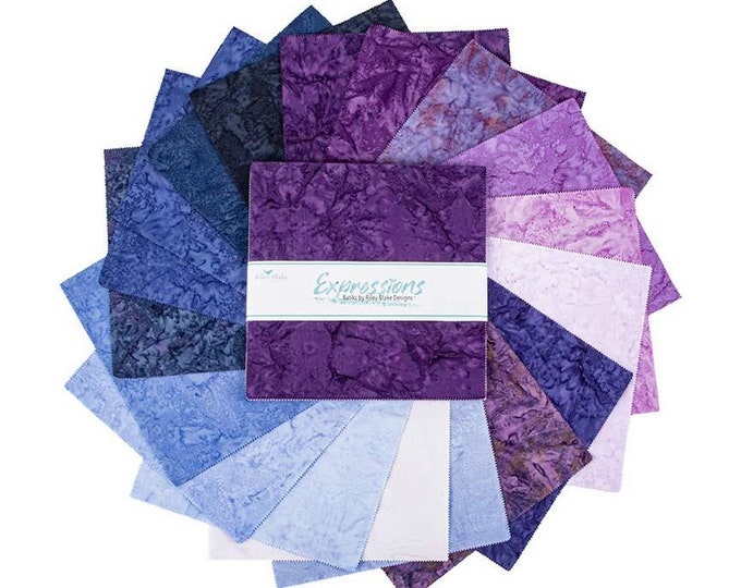 Expressions Batiks -Shades of Purple 5" Stacker by Riley Blake, 100 % Cotton, 5-SHDPUR-42