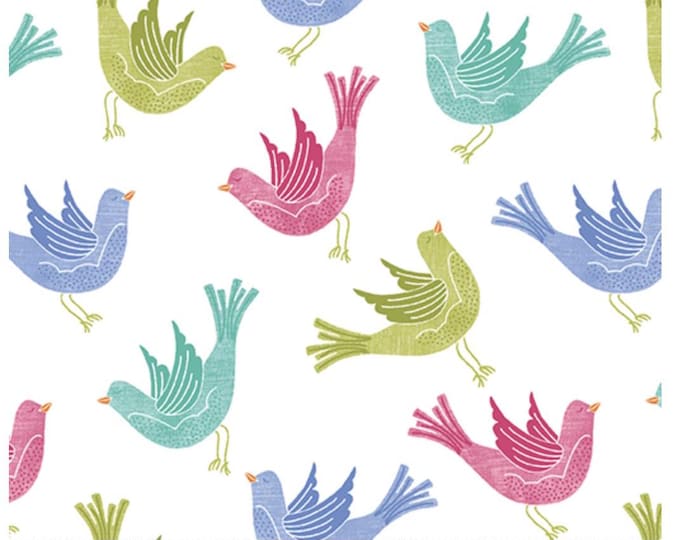 Chalk Garden - Birdsong White by Cherry Guidry for Benartex Designer Fabrics, 100% Cotton Fabric, 13381-09