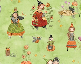 Ghoul Friends Main Green, 100% Cotton Fabric, C16050-GREEN