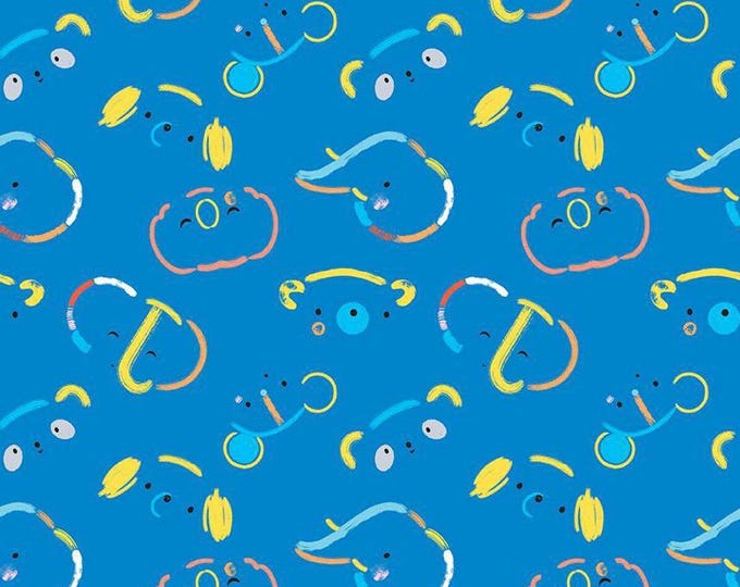 Our Little Band Animal Toss Blue by Crayola for Riley Blake Designs, 100% Fine Cotton Fabric, C13061-BLUE