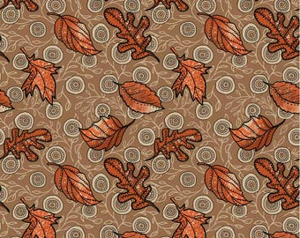 Origins Leaf Toss Brown by Jamie Kalvestran for P&B Textiles, 100% Premium Cotton Fabric, ORIG 5188 Z