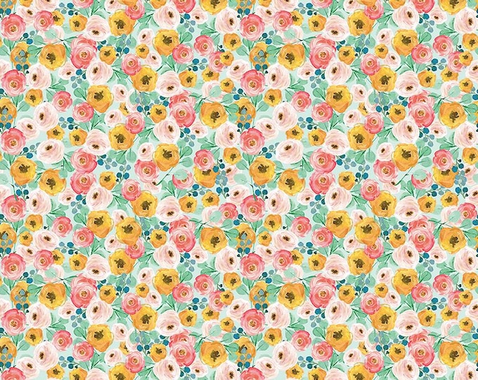 Spring Gardens Floral Sky by My Minds Eye by for Riley Blake, C14112-SKY
