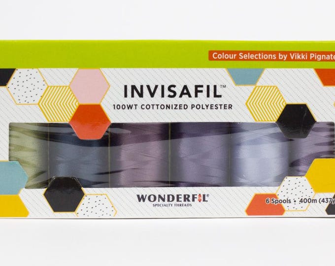 InvisaFil Mini Applique Pack IF-B010, 100wt Cottonized Polyester Thread, 6 per Box,  400m (437yd) Spools, IF-B010-Box