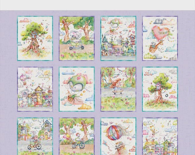 Whiskerville - Animal Friends Block Panel (36" x 43") by P&B Textiles, 100% Cotton, WSKR 05746 PA