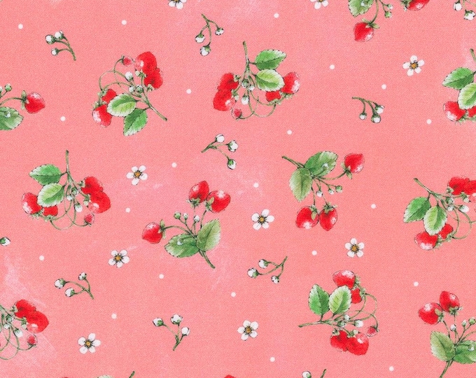 Strawberry Season - Barry Sprig Toss Azalea, 100% Cotton, ABYD-22315-301 AZALEA