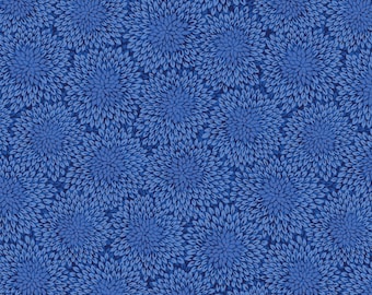 Rhapsody In Blue - Darling Dahlia Blue by Kanvas Studios for Benartex Designer Fabrics, 100% Cotton Fabric, 14075-51