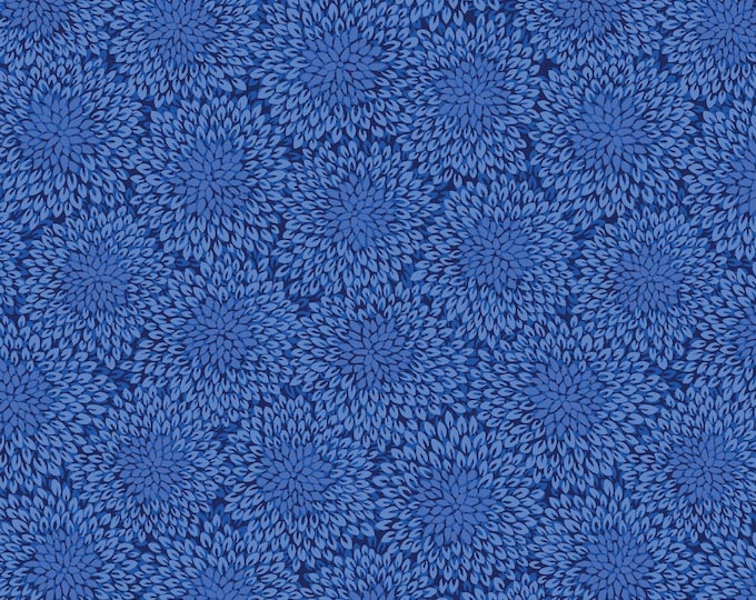 Rhapsody In Blue - Darling Dahlia Blue by Kanvas Studios for Benartex Designer Fabrics, 100% Cotton Fabric, 14075-51