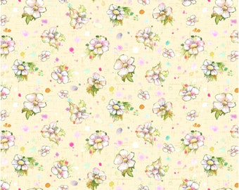 Boots and Blooms - Small Floral Yellow for P&B Textiles, 100% Premium Cotton Fabric, BBLO-4740-Y