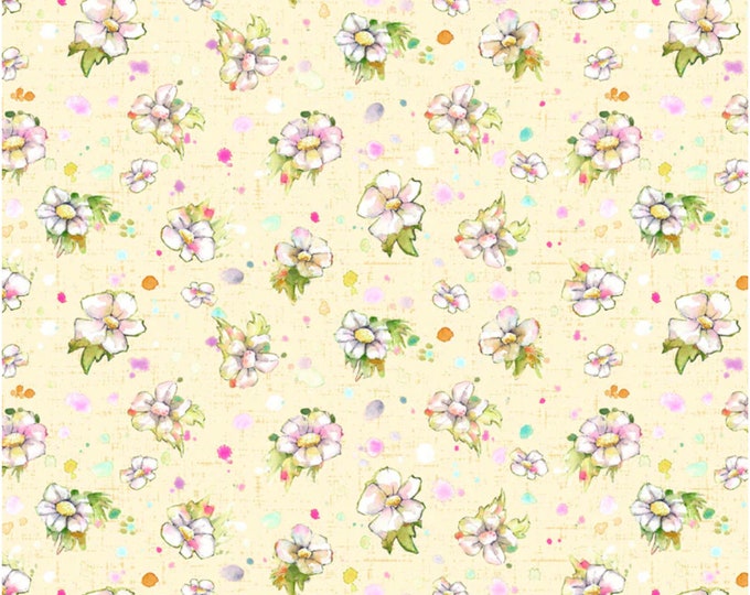 Boots and Blooms - Small Floral Yellow for P&B Textiles, 100% Premium Cotton Fabric, BBLO-4740-Y