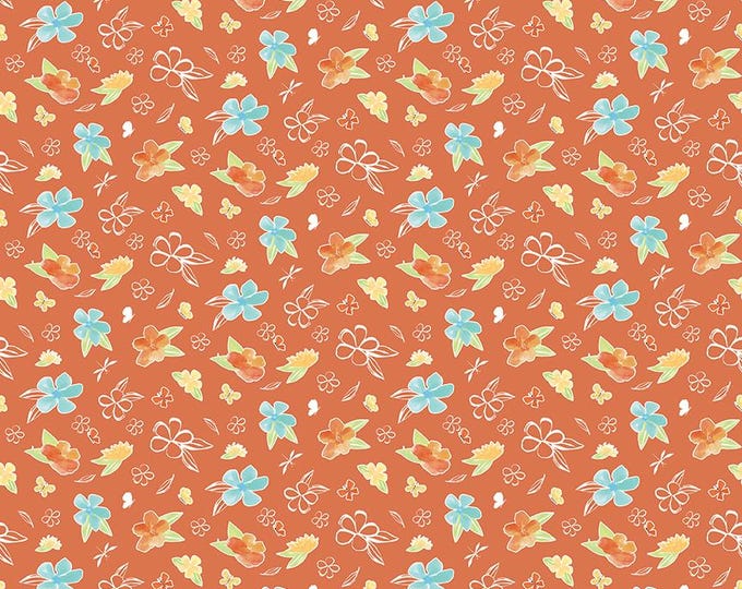 Happy at Home Flowers Salmon by Tara Reed for Riley Blake Designs, 100% Fine Cotton, C13702-Salmon