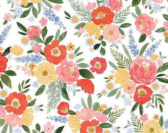 Floral Charms Main Green, 100% Cotton, C15760-WHITE