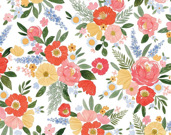 Floral Charms Main Green by Kelsey Carlson for Riley Blake Designs, 100% Cotton Fabric, C15760-WHITE
