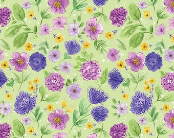 Plum Petals Floral Fern by Diane Labombarde by Lori Holt for Riley Blake Designs, 100% Cotton Fabric, C15641-FERN