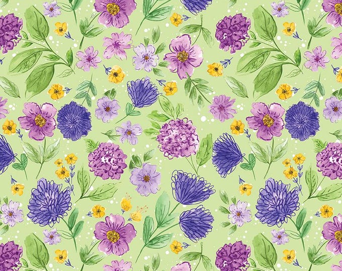 Plum Petals Floral Fern by Diane Labombarde by Lori Holt for Riley Blake Designs, 100% Cotton Fabric, C15641-FERN