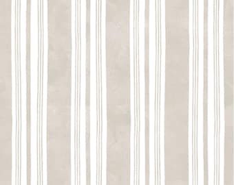 Homemade Happiness - Stripe Ecru by Silvia Vassileva for P&B Textiles, 100% Premium Cotton Fabric, HHAP-4802-E