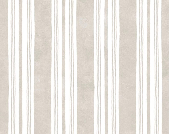 Homemade Happiness - Stripe Ecru by Silvia Vassileva for P&B Textiles, 100% Premium Cotton Fabric, HHAP-4802-E