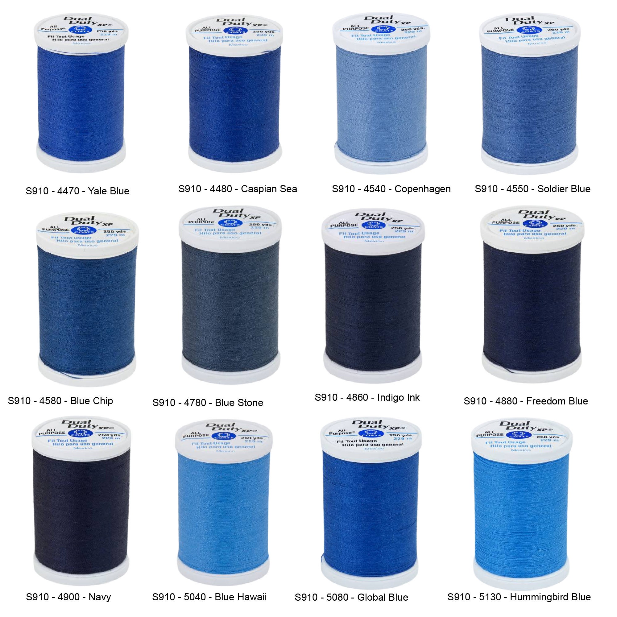 Blues - 250 yds Coats & Clark Dual Duty XP All Purpose Blues - 250 yds Coats & Clark Dual Duty XP All Purpose