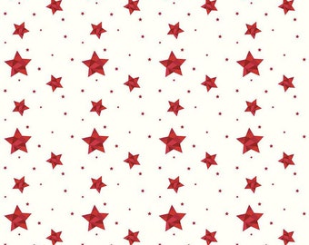 Red Hot Geo Stars, 100% Cotton, C11689-CREAM