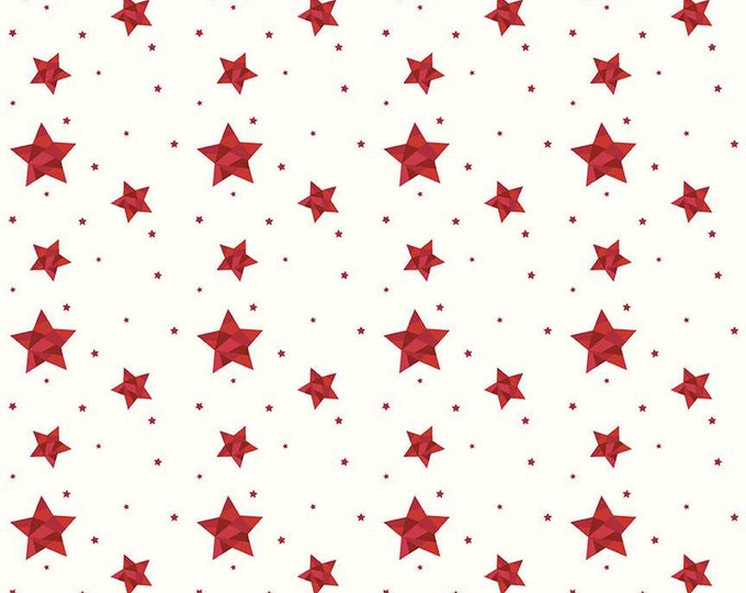 Riley Blake, Red Hot Geo Stars - Cream by Kristy Lea, 100% Cotton Fabric, C11689-CREAM