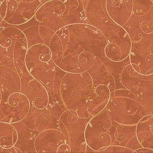 Bountiful - Golden Scroll Orange, 100% Cotton, BOUN 5883 O