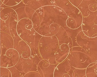 Bountiful - Golden Scroll Orange, 100% Cotton, BOUN 5883 O