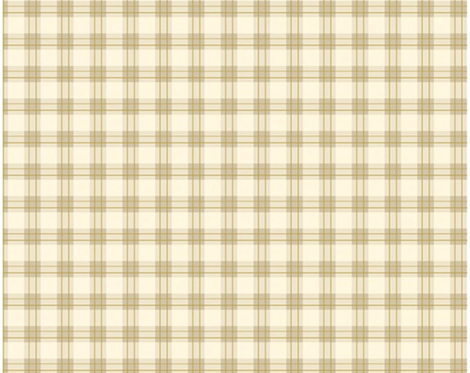 Merry Plaid-Natural Enhanced with Metallic Gold, Festive Medley by Jackie Robinson, Benartex Designer Fabrics, 100% Cotton, 13184M-70