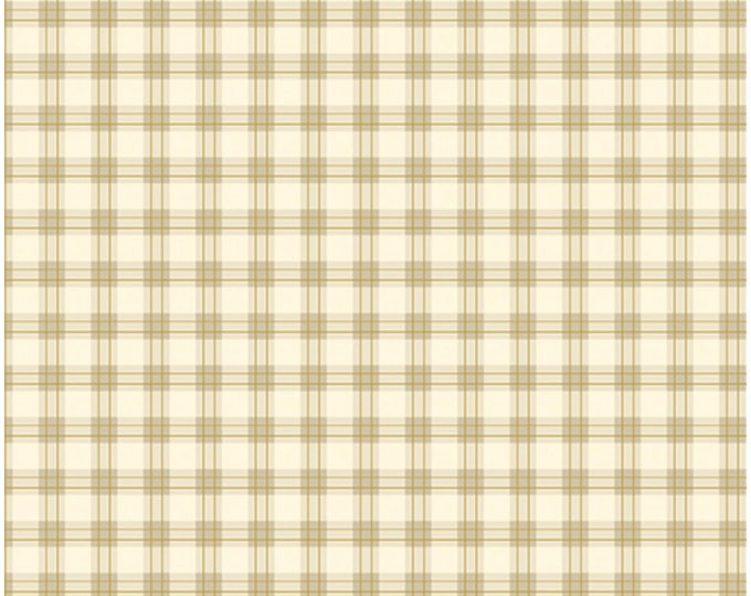 Merry Plaid-Natural Enhanced with Metallic Gold, Festive Medley by Jackie Robinson, Benartex Designer Fabrics, 100% Cotton, 13184M-70