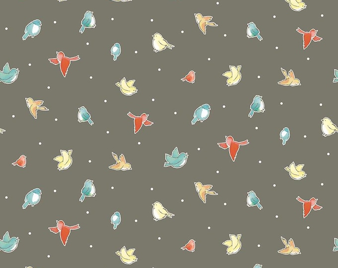 Happy at Home Birds Gray by Tara Reed for Riley Blake Designs, 100% Fine Cotton, C13703-Gray