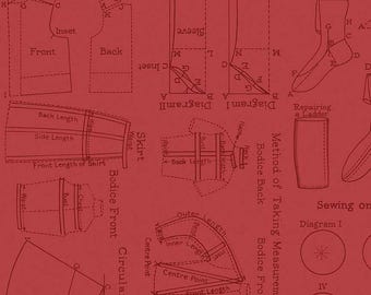 Sew Journal Needlecraft Red, 100% Cotton, C13896-RED