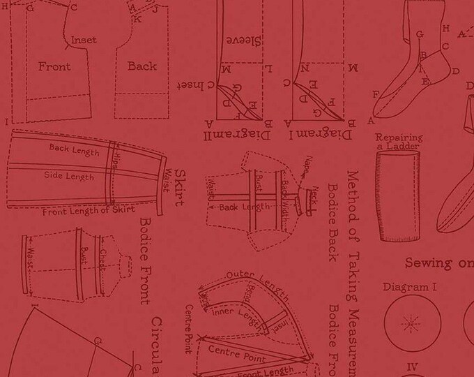 Sew Journal Needlecraft Red by J. Wecker Frisch for Riley Blake Designs, 100% Cotton Fabric, C13896-RED