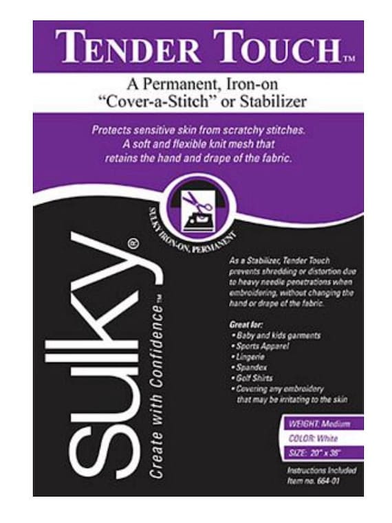 Sulky Tender Touch, Permanent Iron-On Stabilizer - White, Medium Weight 20in x 36in - 664-01