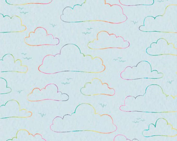Whiskerville Floating Clouds Light Turquoise, 100% Cotton, WSKR 5752 LT