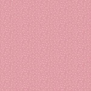 May include: A seamless pattern featuring a repeating design of small white flowers and vines on a light pink background.