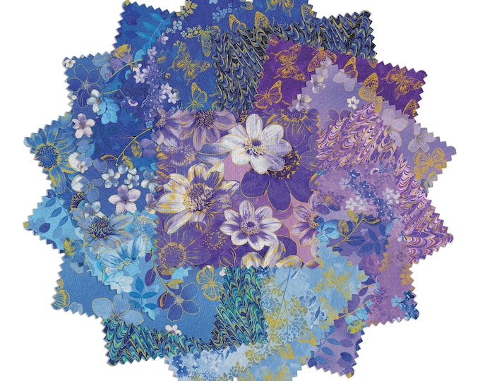 Metallic Impressions 5" Charm Pack by Benartex Fabrics, 100% Cotton, 42 pcs, MTIM5PK