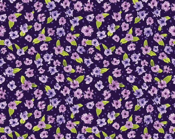 Plum Petals Small Flowers Purple by Diane Labombarde by Lori Holt for Riley Blake Designs, 100% Cotton Fabric, C15642-PURPLE