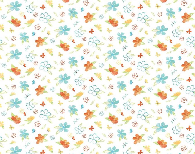 Happy at Home Flowers White by Tara Reed for Riley Blake Designs, 100% Fine Cotton, C13702-White
