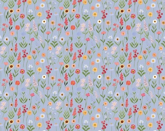 Flora No. 6 Stems Periwinkle, 100% Cotton, CD14462-PERIWINKLE