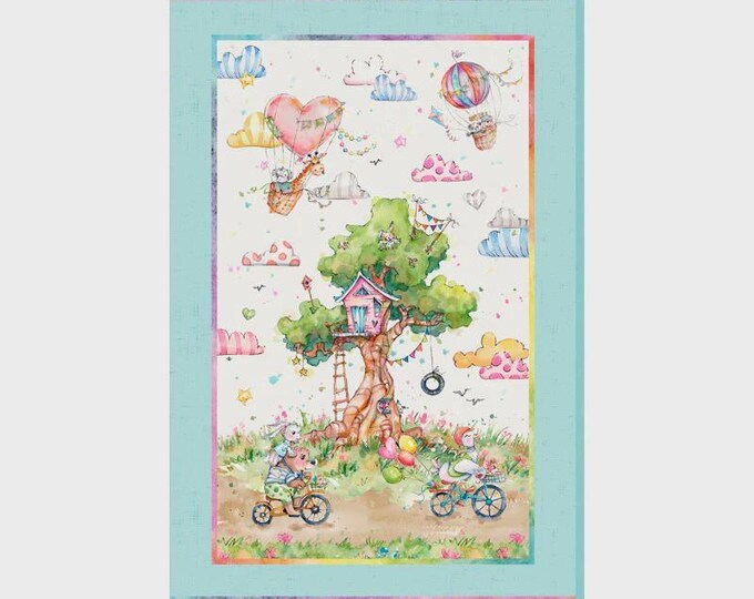 Whiskerville - Treehouse Panel (24" x 43") by P&B Textiles, 100% Cotton, WSKR 05745 PA