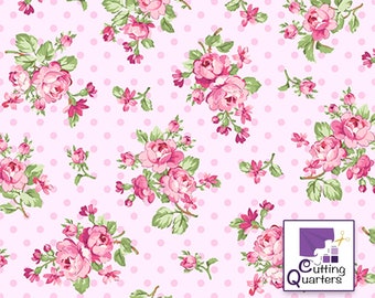 Rose Bouquet Pink - Rose Whispers Collection by Eleanor Burns for Benartex Designer Fabrics, 100% Cotton Fabric, 10364-20
