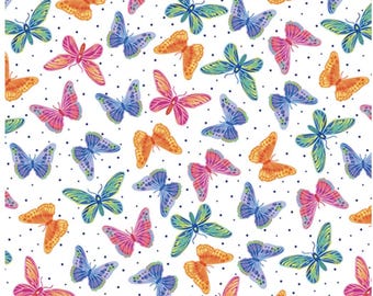 Love Grows Here - Butterflies & Dots White by Kanvas Studio for Benartex Designer Fabrics, 100% Cotton Fabric, 14670-09