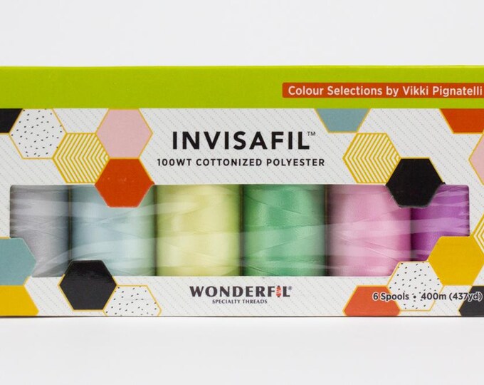 InvisaFil Mini Applique Pack IF-B006, 100wt Cottonized Polyester Thread, 6 per Box,  400m (437yd) Spools, IF-B006-Box