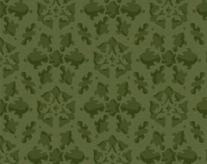 Petal Bouquet - Damask Dark Green by Katie Pertiet for P&B Textiles, 100% Premium Cotton Fabric, PBOU-4966 GG