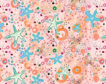 Wild Waters Starfish Allover, 100% Cotton, WWAT 5484-LO